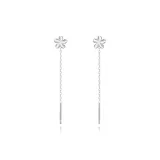 S999 Fine Silver Floral Drop Earrings
