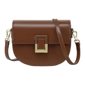 Kevin Cohen Cow Leather With Synthetic Leather Crossbody Bag, Saddle Bag, Shoulder Bag Regular Women's Caramel