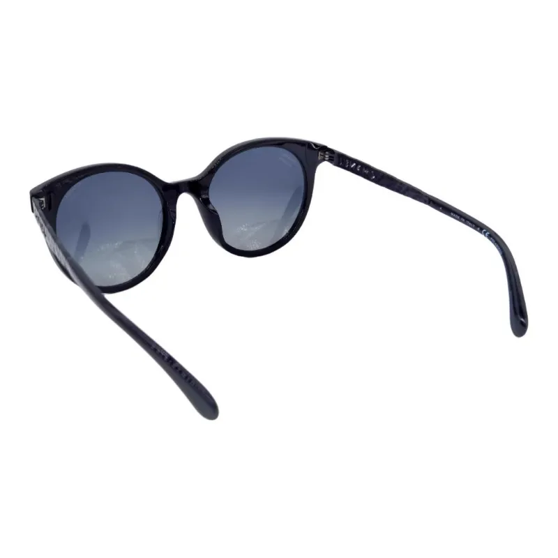 CHANEL Plate Frame Metal Round Sunglasses Unisex Black-2