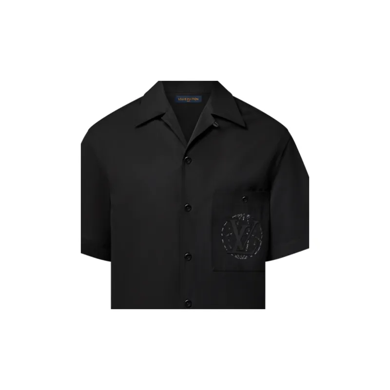 LOUIS VUITTON Embroidered Short Sleeved Cotton Shirt-3