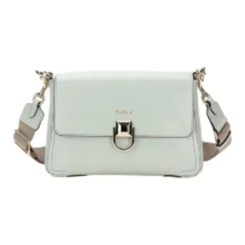 Furla Cow Leather Shoulder Bag Small Size Women's Blue Fern Green