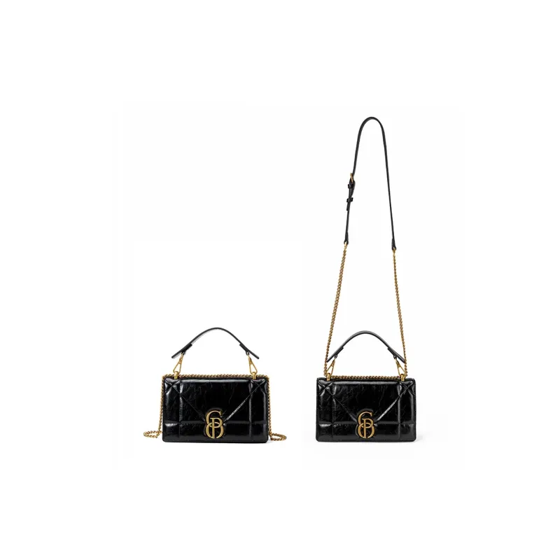 PIERRE CARDIN Cow Leather Crossbody Handbag Women's Black/Ecru-3