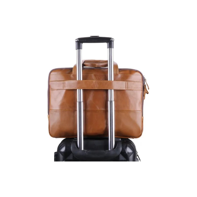 DOSRFINI Top Grain Cow Leather Portable Briefcases Men's Brown-1