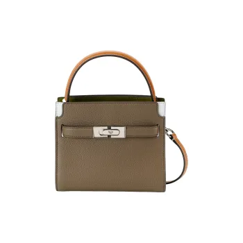 TORY BURCH Lee Radziwill Litchi Grain Leather Crossbody One Shoulder Handbag Mini Women's Mushroom Gray