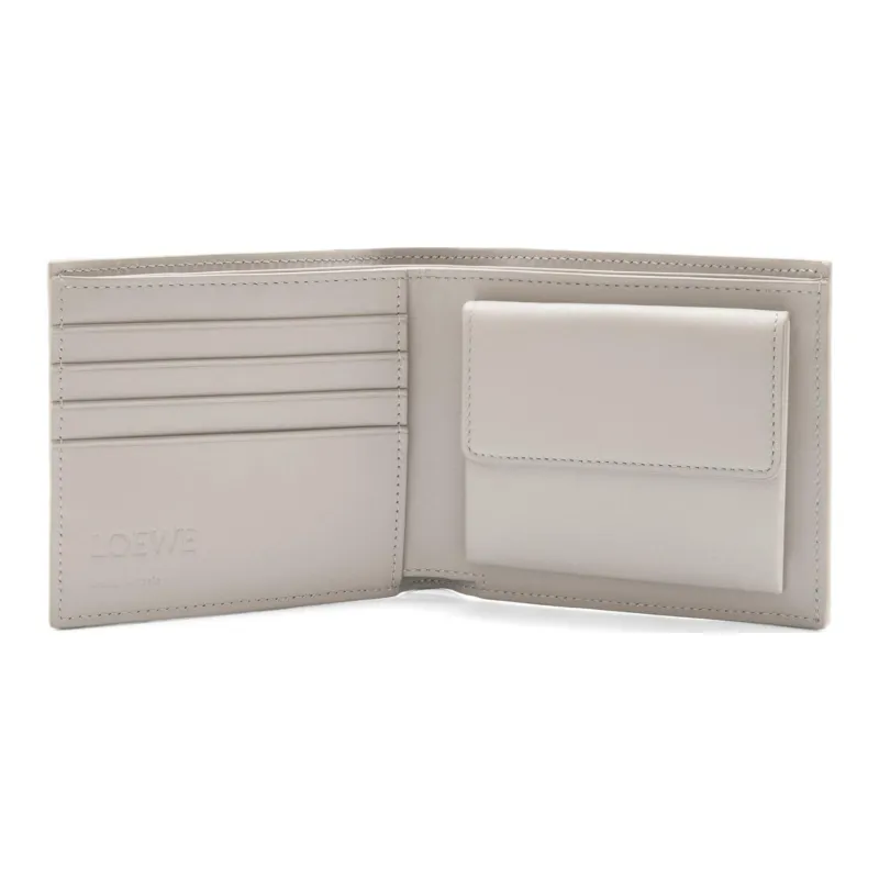 LOEWE Calfskin Coin Purse Unisex Shell Gray-1