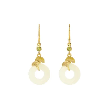 Heng Tai Jewelry Earrings Pale Greenish White Jade Women's