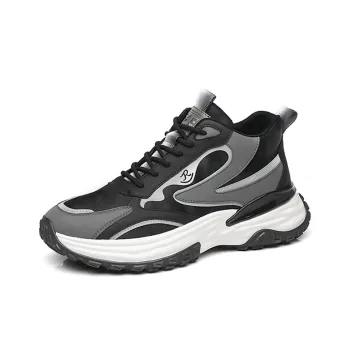 Ruomini Anti Slip Wear Resistant Mid Top Chunky Sneakers Men's Black