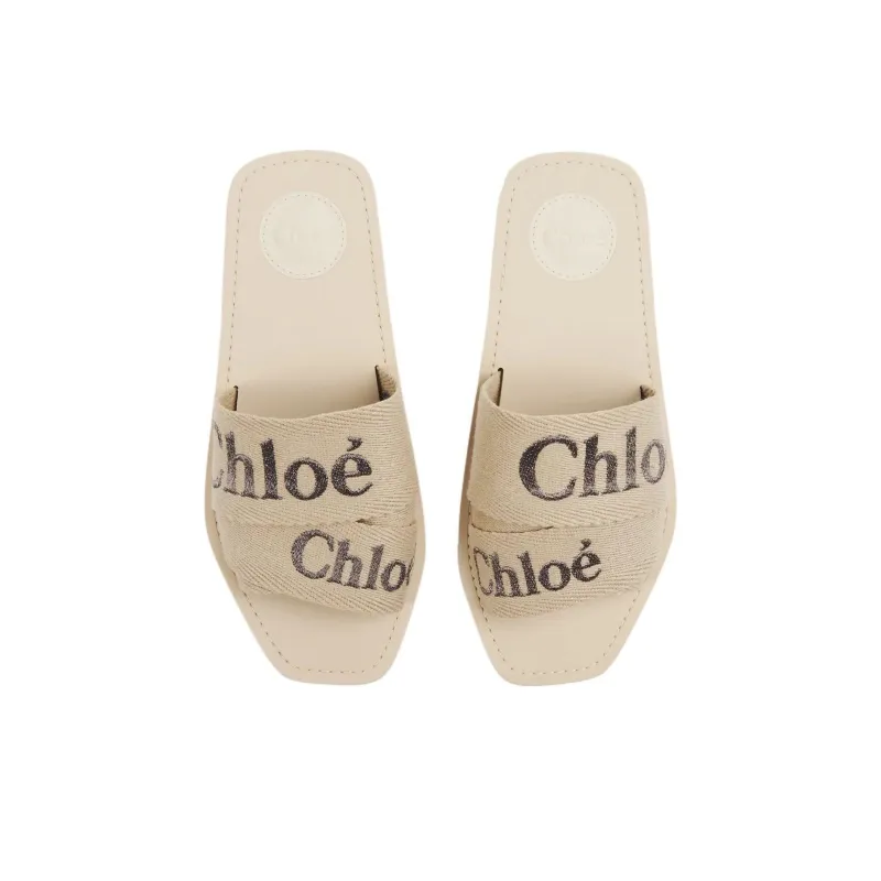 Chloe Woody Slide Slippers Women's Beige-5