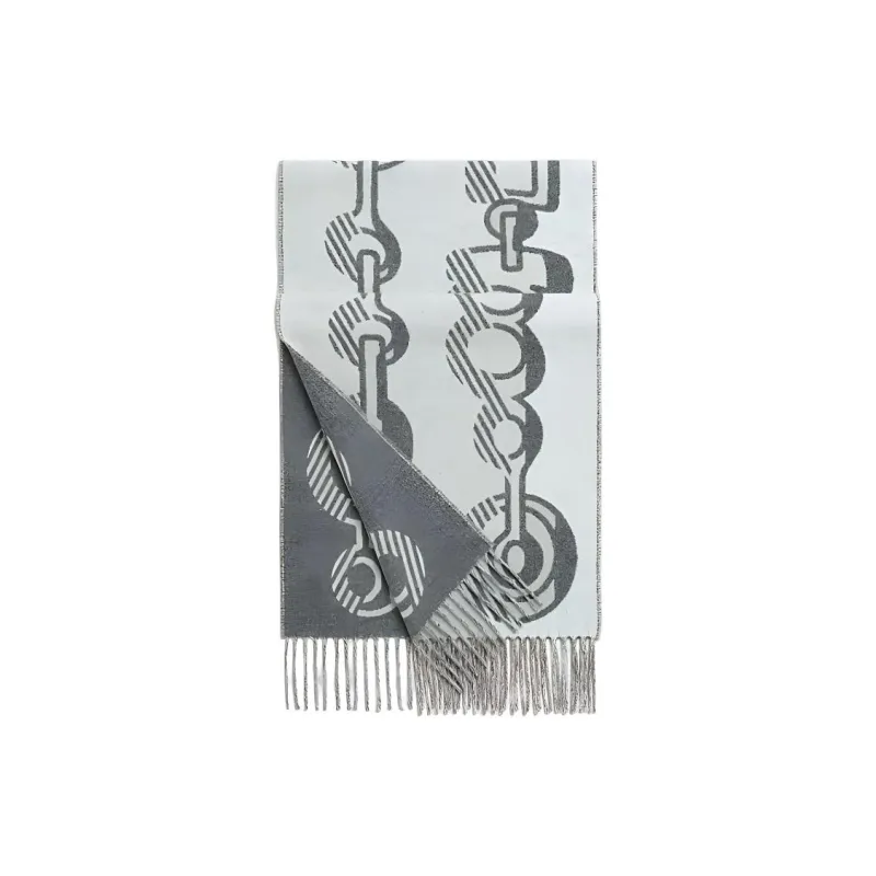 HERMES Knit Scarves Women's Gray-0
