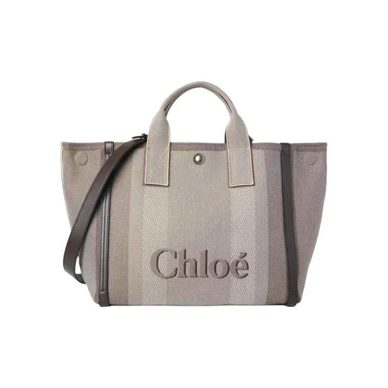 Chloe Cotton Tote Bag Shopping Bag Shoulder Bag Handbag Women's Col Brown-1