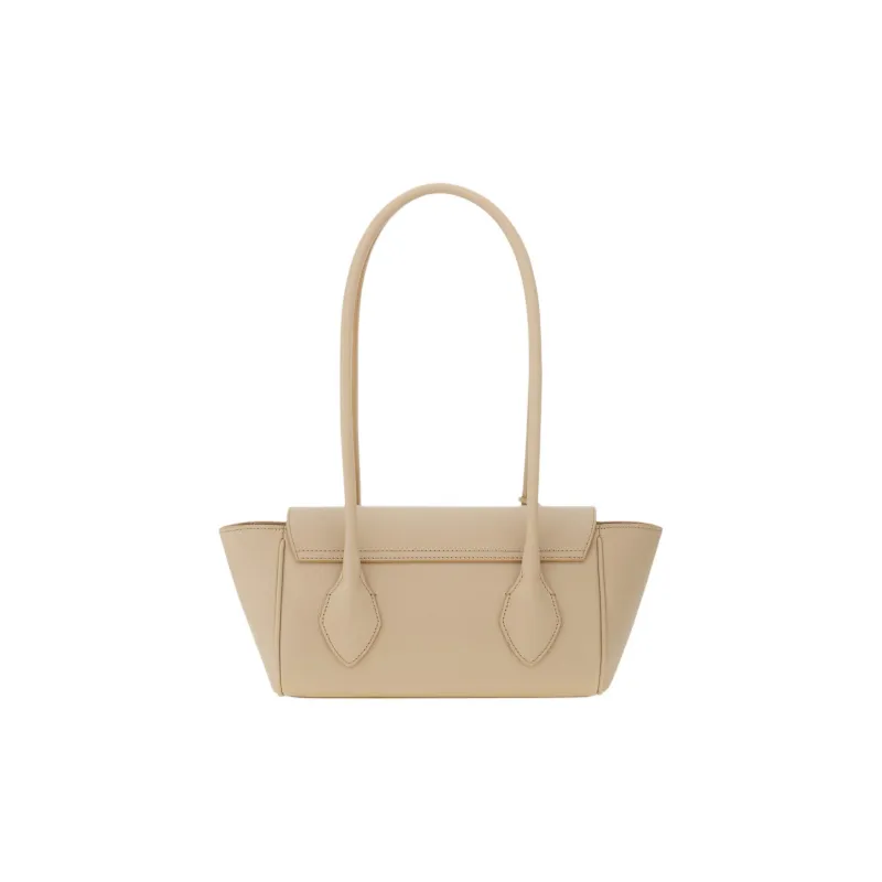 FERRAGAMO Hammered Calfskin Tote Bag, Shopping Bag, Shoulder Bag Trumpets Women's Stone Color-2
