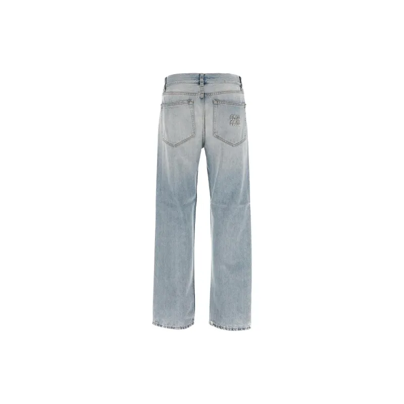 MIU MIU Logo Patch Straight Leg Jeans-1