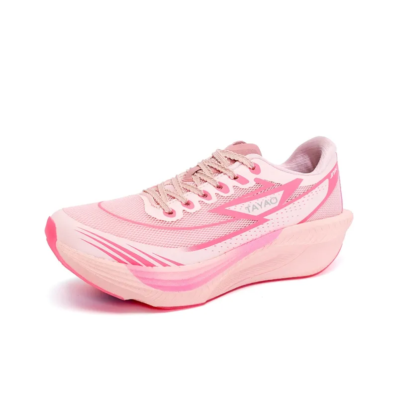 TAYAO Shock Absorbers Slip Resistant Breathable Low Top Carbon Plate Running Shoes Unisex Pink-1