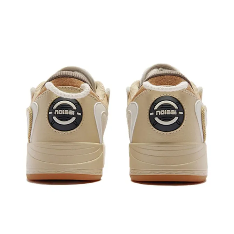 QIAODAN Egg Shoes Cushioned Wear Resistant Lightweight Low Top Skateboard Shoes Men's Raw Denim Milk Tea Beige-3