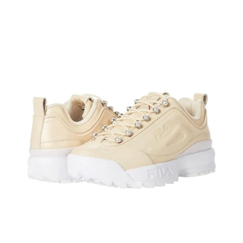 FILA Disruptor Anti Slip Wear Resistant Low Top Running Shoes Women's Ecru-2