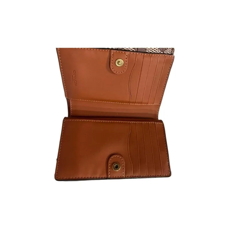 COACH Studio Jacquard With Glove Tanned Leather Wallet Mini Women's Brown-3
