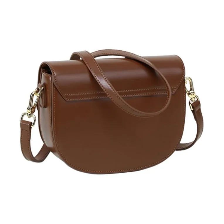 Kevin Cohen Cow Leather With Synthetic Leather Crossbody Bag, Saddle Bag, Shoulder Bag Regular Women's Caramel-2