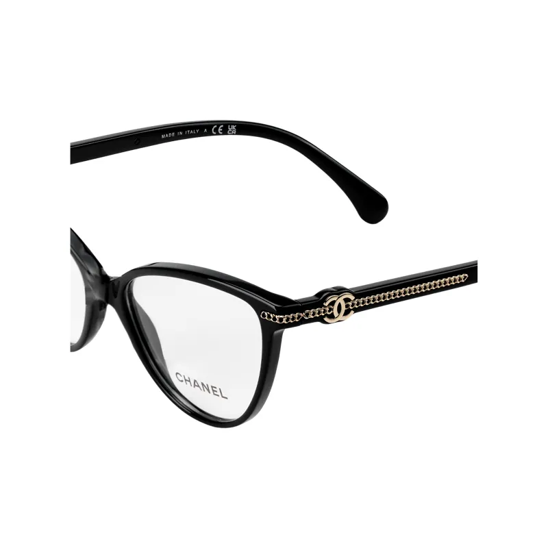 CHANEL Cat Eye Acetate Cat Eye Eyeglass Frames Women's Black-2