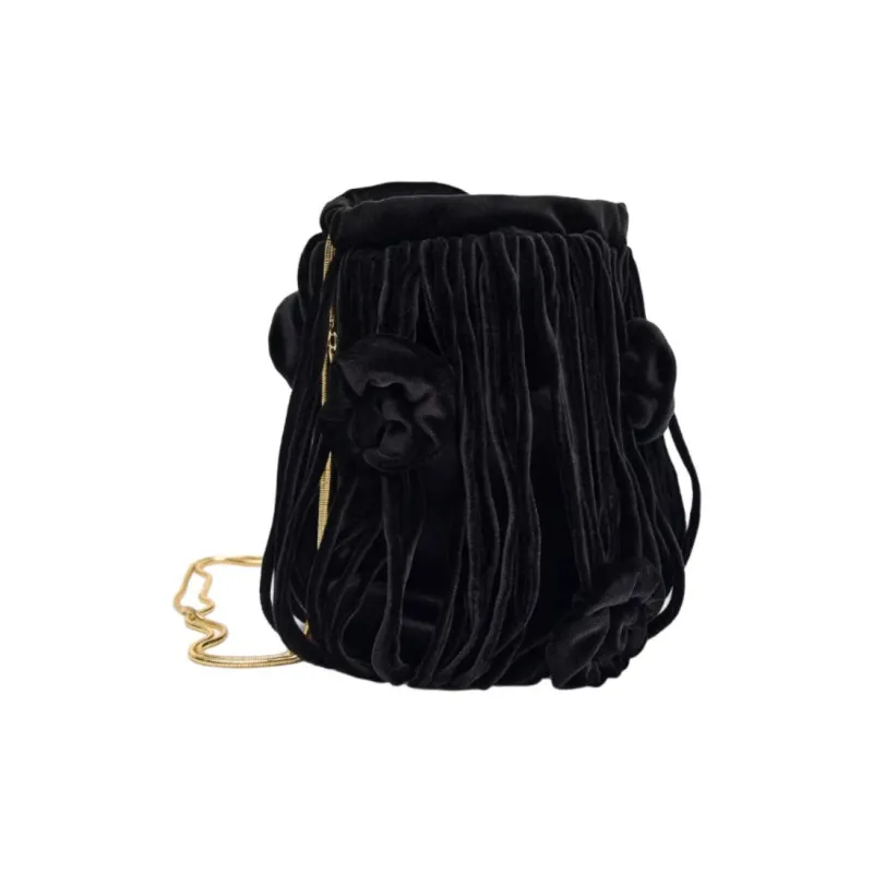 ZARA Polyester Bucket Bags Shoulder Bags Medium Size Women's Black-1