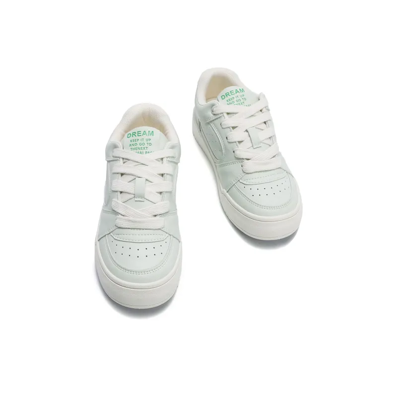 Mengsai Puffy Shoes Low-Top Skateboard Shoes Women's Light Green-3