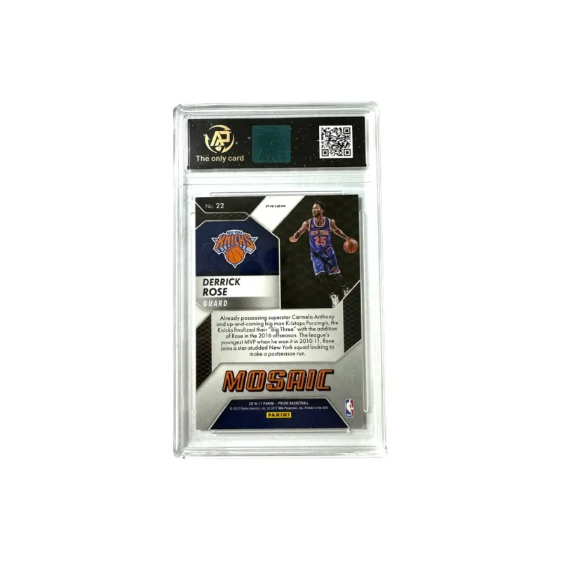 PANINI Derrick Rose Knicks PRIZM Silver Metallic Refringer Basketball Card 8 Points Graded Cards 1 Piece-1