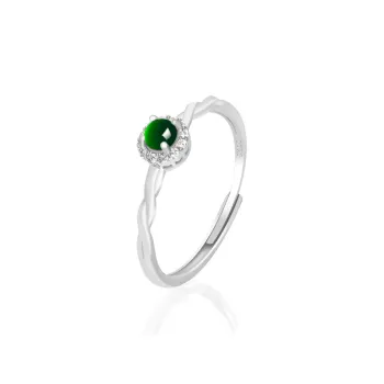 Royal Dragon Mirror Chalcedony Jade Rings Women's