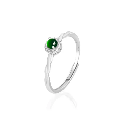 Royal Dragon Mirror Chalcedony Jade Rings Women's