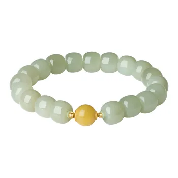 QIAOWUQIAONV Hetian Jade Bracelets Pale Greenish White Jade Women's