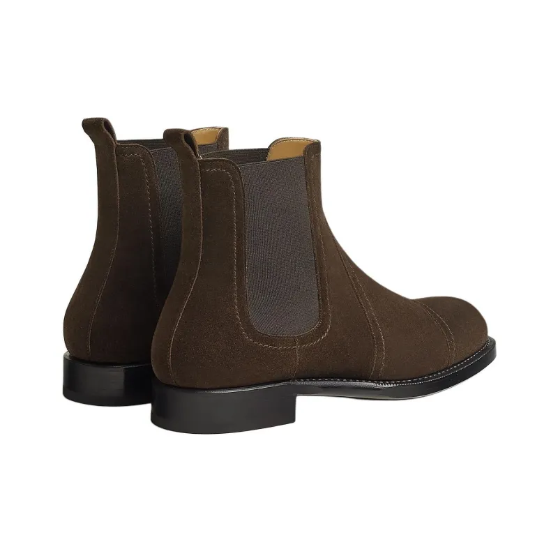 HERMES Jury Short Chelsea Boots Men's Brown-3