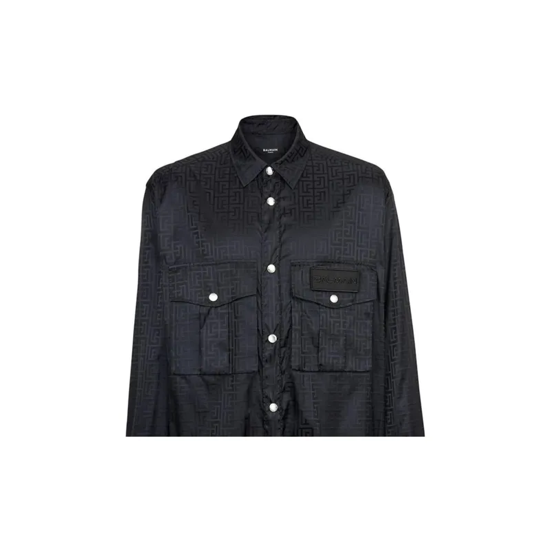 BALMAIN Monogram Overshirt With Velcro Logo-4