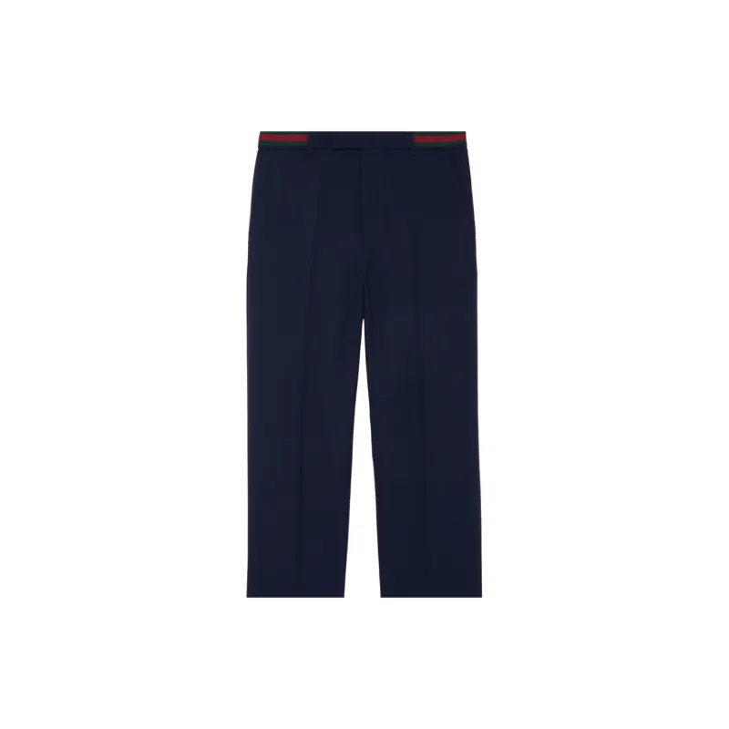GUCCI Web stripe Trim Cropped Trousers-4