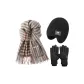 Scarf+Fleece Earflap Hat+Black Fleece-Lined Glove