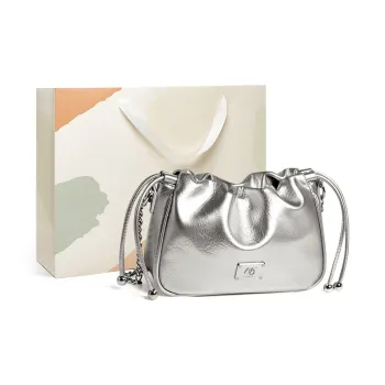 15 MINS Synthetic Leather Crossbody Bag Minimalist Style Casual Commute Bag Small Size Women's Space Silver/Ecru