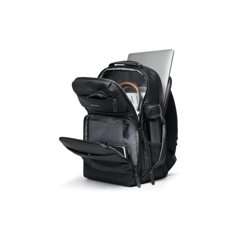 SEPTWOLVES PVC Students Backpack Laptop Backpack Travel Bag QPL Unisex Black-2
