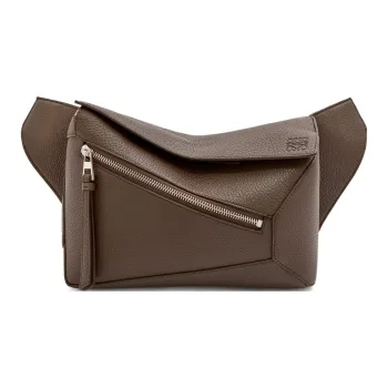 LOEWE Puzzle Grained Calfskin Fanny Pack Small Size Men's Dark Color Cigar Gray