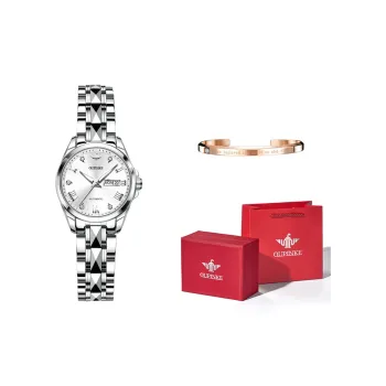 Oupinke Gaias Collection Mechanical Movement Tungsten Steel Strap Watch Women's Watch White Dial