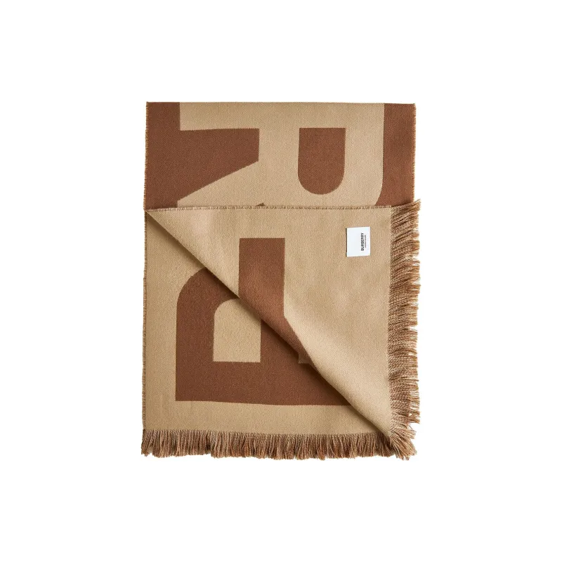 Burberry Logo Detailed Frayed Edge Scarf-1