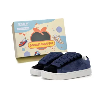 Anime Story Anti Slip Wear Resistant Lightweight Breathable Low Top Skateboard Shoes Women's Navy Blue