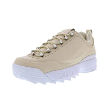 FILA Disruptor Anti Slip Wear Resistant Low Top Running Shoes Women's Ecru