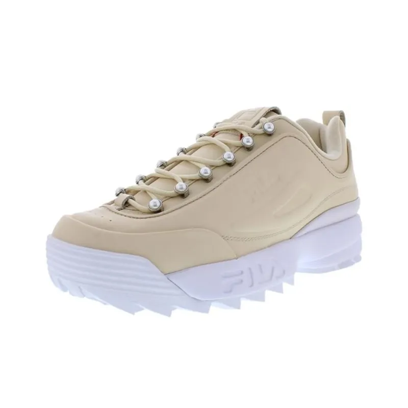 FILA Disruptor Anti Slip Wear Resistant Low Top Running Shoes Women's Ecru-0