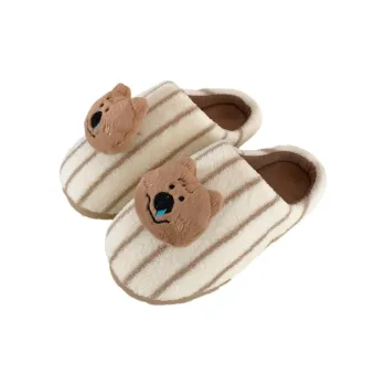 SHIGUDE Indoor Cotton Slipper Shoes Unisex Brown