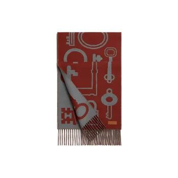 HERMES Cashmere Knit Scarves Unisex Red