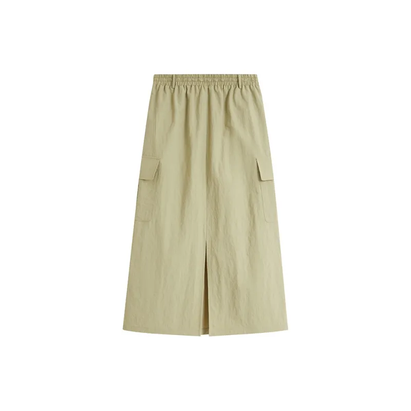 Inman Casual Long Skirts Women's Khaki Green-1