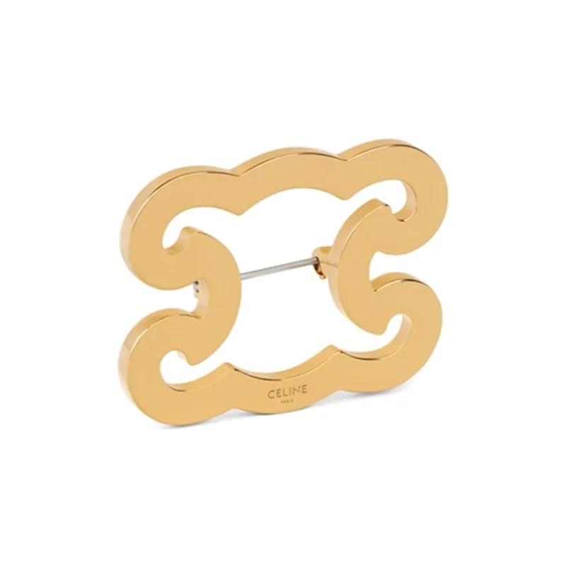 CELINE Triomphe Frame Brooch In Brass With Gold Finish And Steel-1