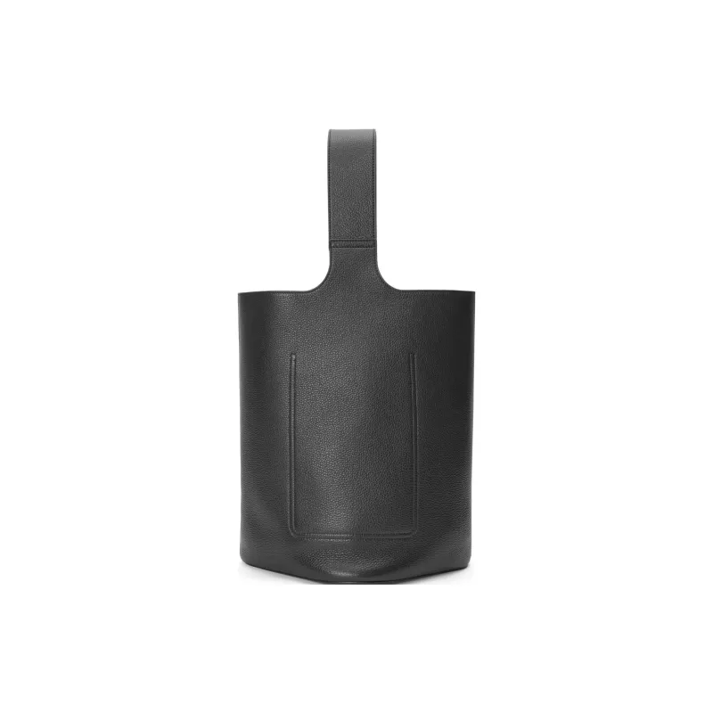 LOEWE Pebble Bucket Grained Calfskin Bucket Bag Handbag Shoulder Bag Large Size Men's Black-3