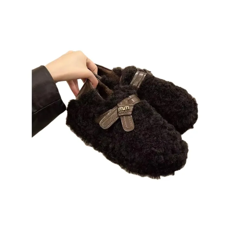Yamada Hyakuju Home Slippers Black Coffee Ecru-1