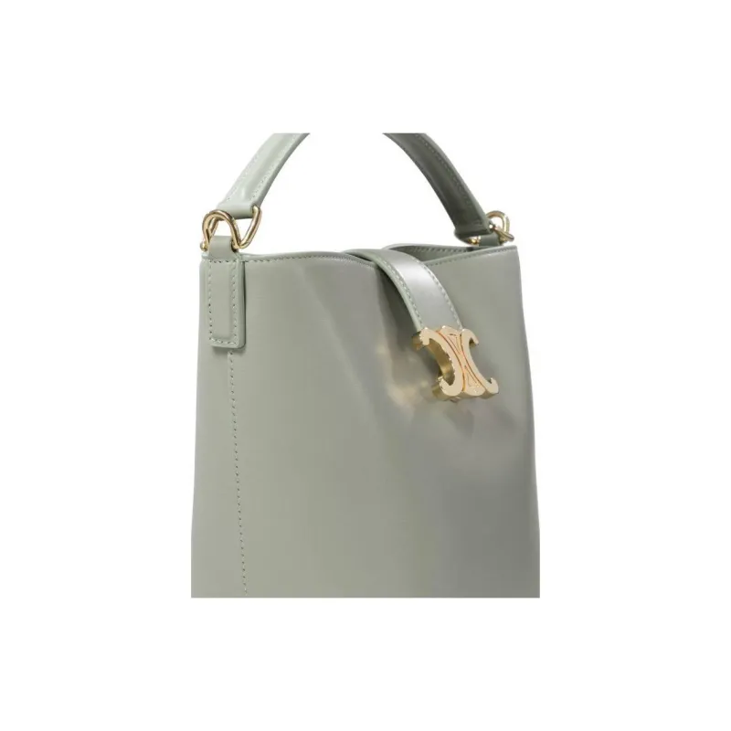 CELINE Cow Leather Bucket Bag, Shoulder Bag, Crossbody Bag, Handbag Trumpets Women's Clay-3