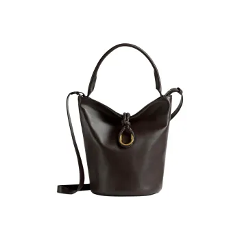 Bottega Veneta Cow Leather Bucket Bags One Shoulder Handbags Women's Chocolate Brown