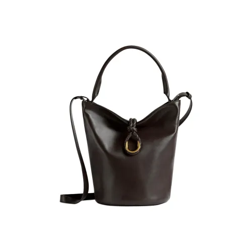 Bottega Veneta Cow Leather Bucket Bags One Shoulder Handbags Women's Chocolate Brown