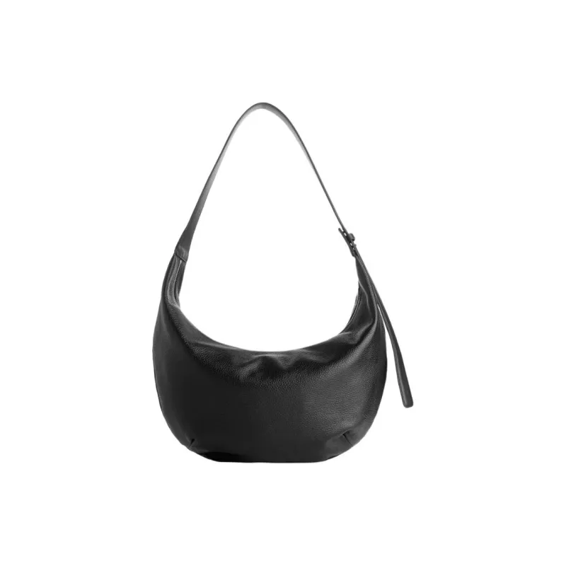 ARKET Cow Leather Split Cow Leather Shoulder Bag Medium Size Women's Black-2